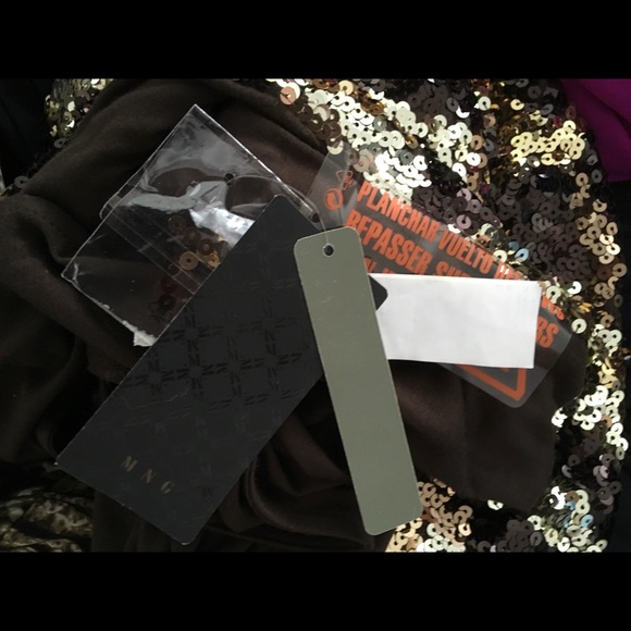 NWT MNG Gold Metallic Sequin Leopard Dress - Picture 6 of 6